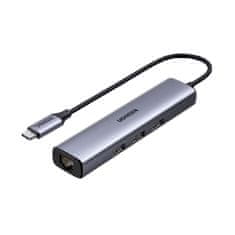 Ugreen Adapter 4w1 CM475 Hub USB-C do 3x USB 3.0 + 1x RJ45 siv