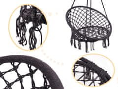 Ikonka Fotelj Stork's nest gugalnica z naslonom črna 80cm + blazine