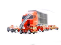 WOWO TIR transporter za gasilce - tovorni TIR transporter z lanserjem in pločevinastimi avtomobili za gasilce