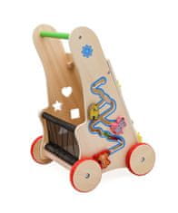 Ikonka Otroški voziček lesena izobraževalna kocka 6v1