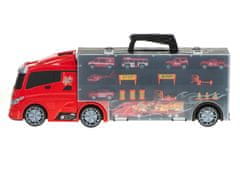 WOWO XXL TIR tovorni transporter - XXL TIR tovorni transporter z lansirno napravo, 7 avtomobili in 13 loputami za gasilce, 57 cm