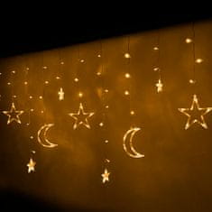 WOWO Luna in zvezde LED luči za zavese - LED luči za zavese Luna in zvezde 2,5 m 138 LED dekoracija s toplo belo svetlobo