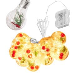 WOWO LED baterijske nizke luči - božične LED baterijske nizke lučke z okrasnimi kroglicami, 3m 50LED, tople