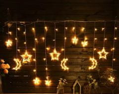 WOWO Luna in zvezde LED luči za zavese - LED luči za zavese Luna in zvezde 2,5 m 138 LED dekoracija s toplo belo svetlobo