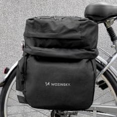 WOZINSKY Prostorna kolesarska torba 60 l za nosilec + zaščita pred dežjem, črna