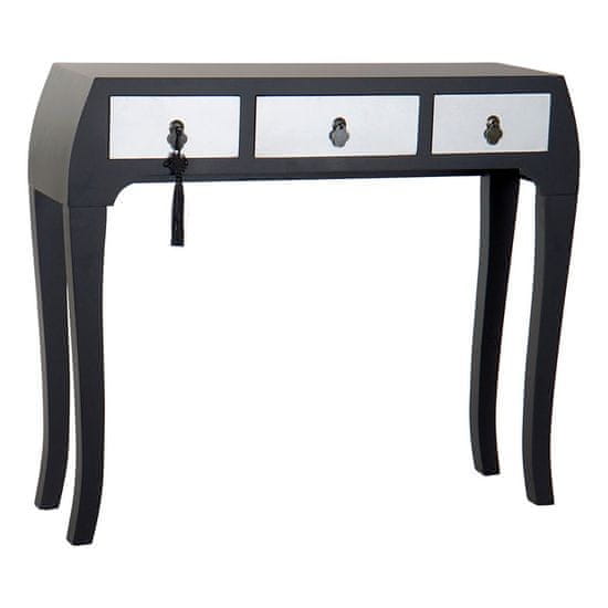 DKD Home Decor Predsobna miza s 3 predali DKD Home Decor 8424001737277 Fir Silver Black MDF Wood 96 x 26 x 80 cm