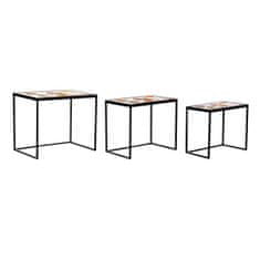 DKD Home Decor Komplet 3 miz DKD Home Decor Rumena Črna Roza Zlata 60 x 40 x 50 cm