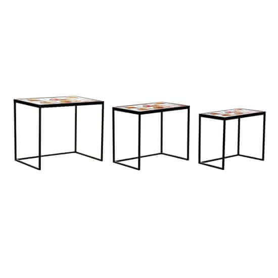 DKD Home Decor Komplet 3 miz DKD Home Decor Rumena Črna Roza Zlata 60 x 40 x 50 cm