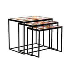 DKD Home Decor Komplet 3 miz DKD Home Decor Rumena Črna Roza Zlata 60 x 40 x 50 cm