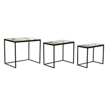 DKD Home Decor Garnitura 3 miz DKD Home Decor Black Green Golden 60 x 40 x 50 cm
