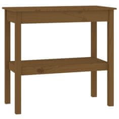 Vidaxl Konzolna mizica medeno rjava 80x40x75 cm trdna borovina