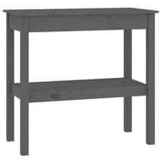 Vidaxl Konzolna mizica siva 80x40x75 cm trdna borovina