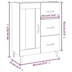 Vidaxl Komoda betonsko siva 69,5x34x90 cm konstruiran les