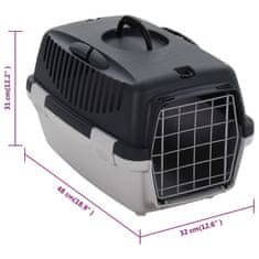 Vidaxl Transporter za male živali siv in črn 48x32x31 cm PP