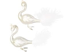 LAALU.cz Komplet 2 okraskov: labodi s perjem na sponki bele barve 12 cm