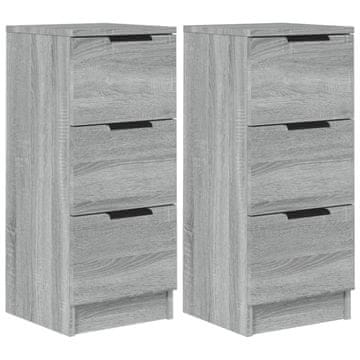 Vidaxl Komoda 2 kosa siva sonoma 30x30x70 cm konstruiran les