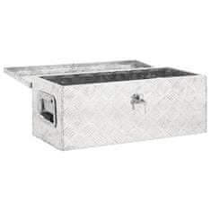 Vidaxl Škatla za shranjevanje srebrna 70x31x27 cm aluminij
