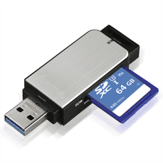 USB 3.0 bralnik kartic SD/microSD, srebrn