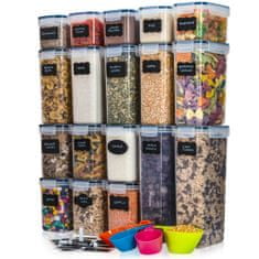 Deco Haus Kuhinjske posode za shranjevanje hrane - 18 delni set za večkratno uporabo z nepredušnimi pokrovi – Clip&Close komplet plastičnih posod za živila - Plastika brez BPA - Črna
