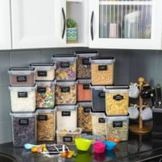 Deco Haus Kuhinjske posode za shranjevanje hrane - 16 delni set za večkratno uporabo z nepredušnimi pokrovi – Clip&Close komplet plastičnih posod za živila - Plastika brez BPA - Črna