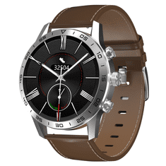 ARMODD Silentwatch 4 Pro srebrna z rjavim usnjenim paščkom + silikonski pašček, pametna ura