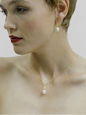 Preciosa Nežni pozlačeni obročasti uhani z rečnim biserom Pearl Heart 5357Y01