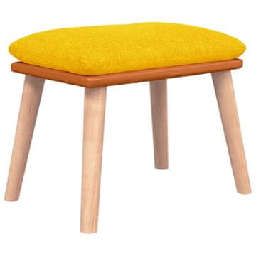 Vidaxl Stolček za noge gorčično rumen 45x29,5x35 cm blago in um. usnje