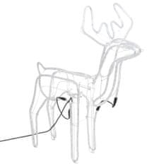 Greatstore Figura severni jelen z gibljivo glavo hladno bel 76x42x87 cm