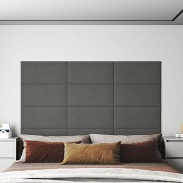 shumee vidaXL Stenski paneli 12 kosov temno sivi 60x30 cm žamet 2,16 m²