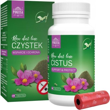 Pokusa Vitamini, dodatki za pse in mačke RawDietLine Cleanse 120 tablet + vrečke za iztrebke