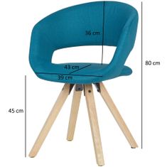 Bruxxi Jedilni stol Larisa, tekstil, modra barva