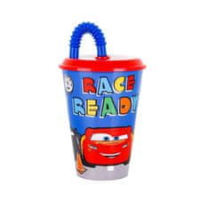 Stor PLASTIČNA SKODELICA S SLAMICO, DISNEY CARS, 430 ML