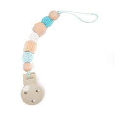 Bo Jungle verižica za dudo B-PACIFIER WOOD Blue