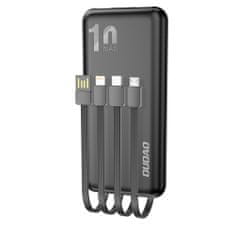 DUDAO K6Pro Power Bank 10000mAh 2x USB + kabel USB / USB-C / Lightning / Micro USB, črna
