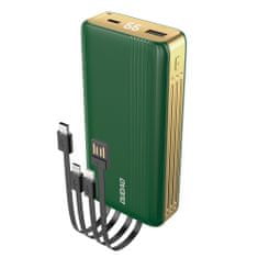 DUDAO K4Pro Power Bank 20000mAh 1x USB + kabel USB-C / Lightning / Micro USB, zelena