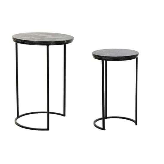 DKD Home Decor Garnitura 2 miz DKD Home Decor Black Metal Marble 41 x 41 x 60 cm