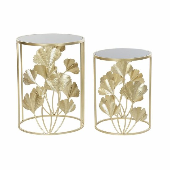 DKD Home Decor Komplet 2 majhnih mizic DKD Home Decor Golden Metal Crystal 41,5 x 41,5 x 55 cm