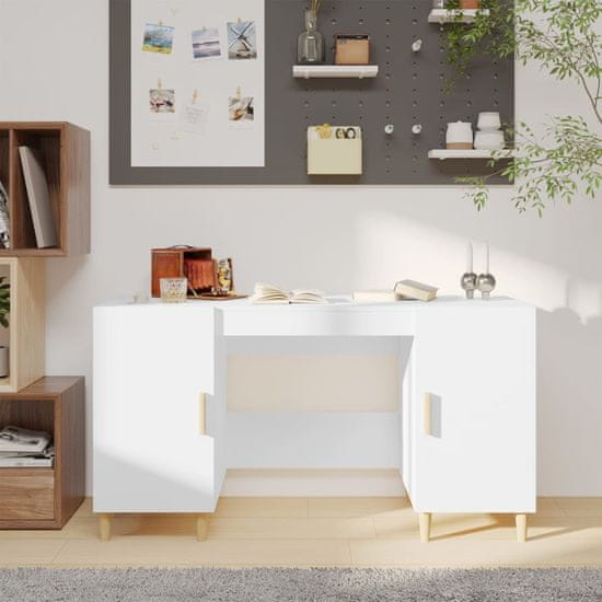 Vidaxl Pisalna miza bela 140x50x75 cm konstruiran les