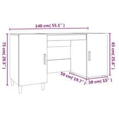 Greatstore Pisalna miza siva sonoma 140x50x75 cm inženirski les