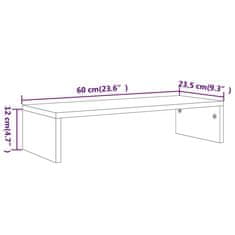 Vidaxl Stojalo za zaslon dimljeni hrast 60x23,5x12 cm inženirski les