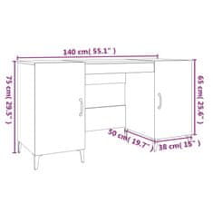 Vidaxl Pisalna miza siva sonoma 140x50x75 cm inženirski les
