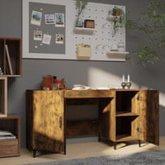 Vidaxl Pisalna miza dimljeni hrast 140x50x75 cm inženirski les