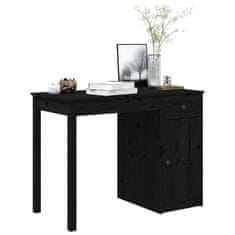 Vidaxl Pisalna miza črna 100x50x75 cm trdna borovina