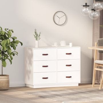 Vidaxl vidaXL Predalnik, bel, 100x40x75 cm, masiven borov les