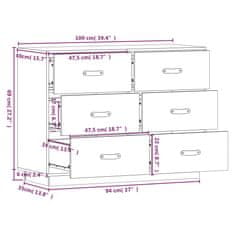 Vidaxl Komoda 100x40x75 cm trdna borovina