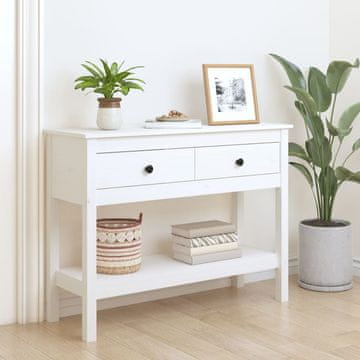 Vidaxl vidaXL Konzolna mizica bela 100x35x75 cm masivni borov les
