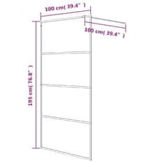 Vidaxl Pregrada za tuš srebrna 100x195 cm prozorno ESG steklo