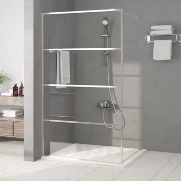 Vidaxl Pregrada za tuš srebrna 115x195 cm prozorno ESG steklo