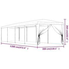 Vidaxl vidaXL Šotor z 10 mrežastimi stenami, moder, 3 x 12 m, HDPE