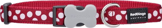 Red Dingo Najlonska ovratnica rdeča z belimi pikami